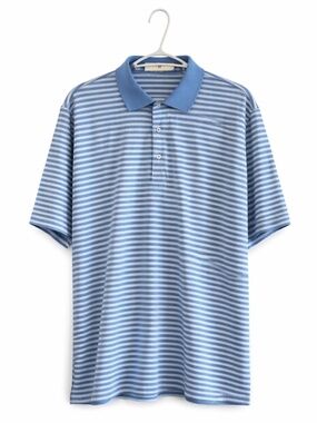 4/$20➡️ Fairway & Greene Blue Striped Polo Golf Shirt – Size Large GUC